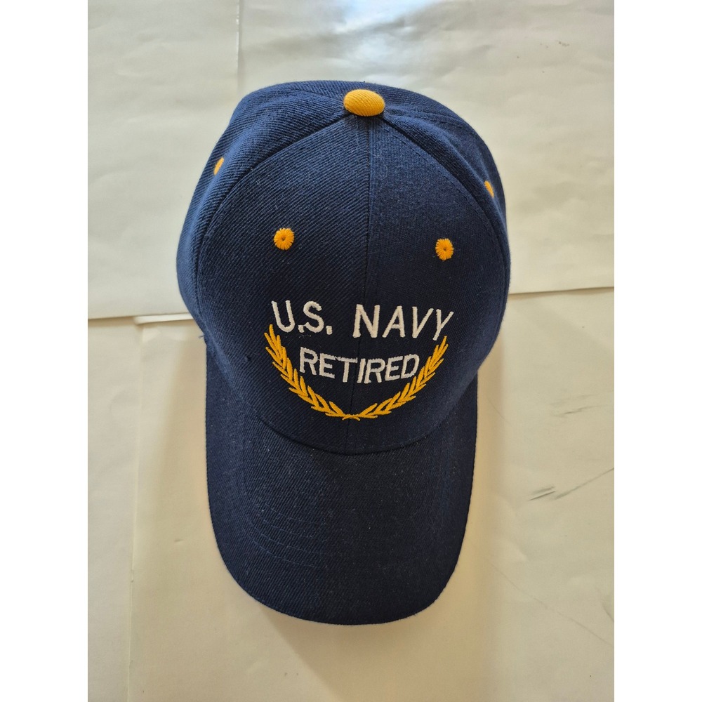 US Navy Retired Baseball Cap Blue US Honor Military Veteran Hat Adjustable